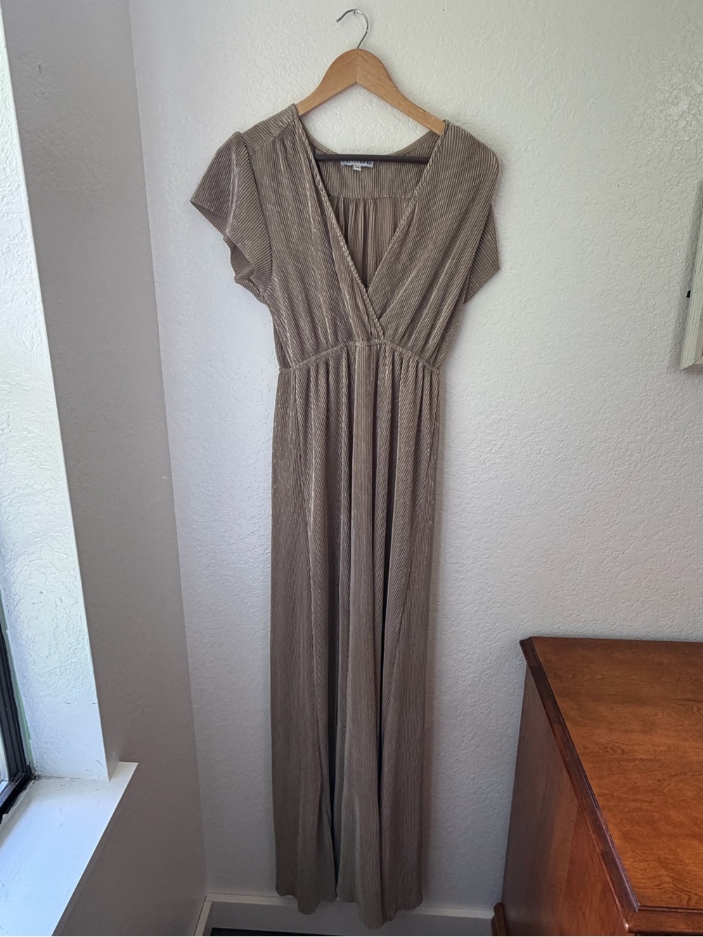 Baltic Born Athena Shimmer Metallic Pleated Maxi Dress